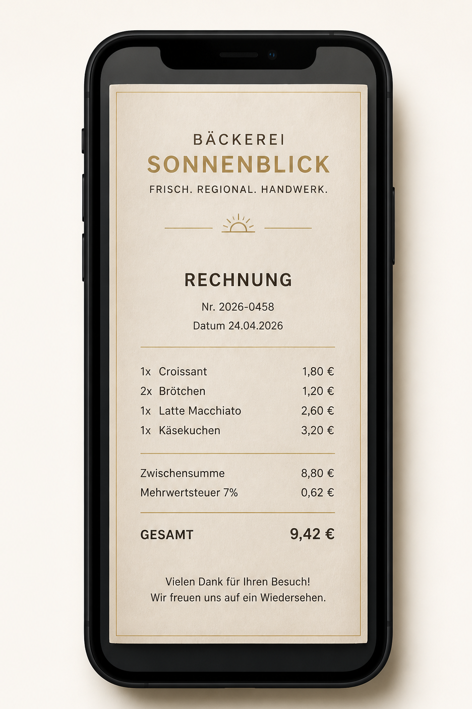 Smartphone mit fotografiertem Beleg